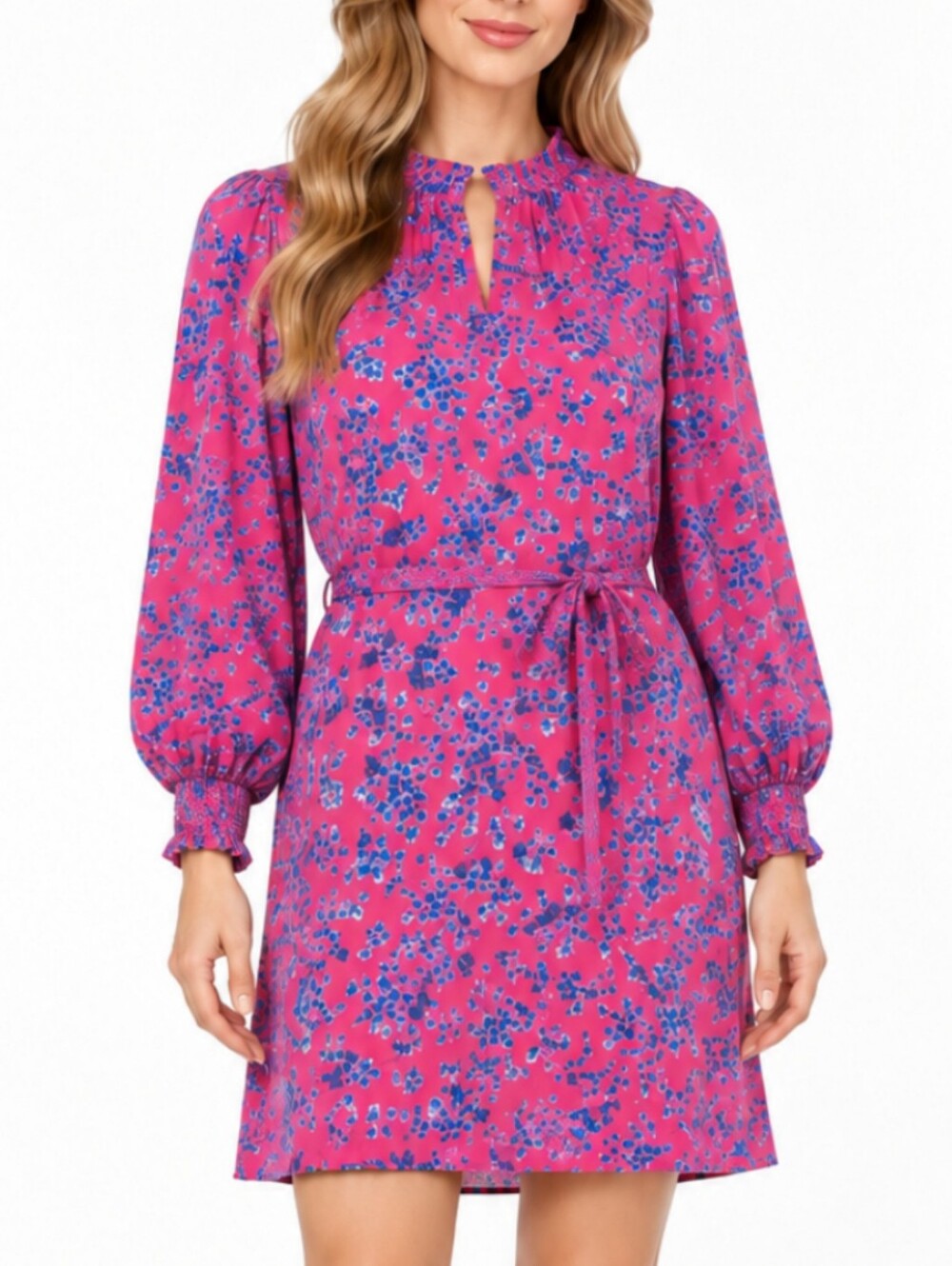 Draper James Floral Dress Size L Pink Smocked  V-Neck Coquette Cottagecore NWT